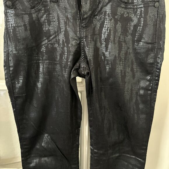 ROCK & REPUBLIC Snake Print Pants Womens 8 Black Berlin - Picture 4 of 15